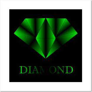 Green geometric diamond Posters and Art